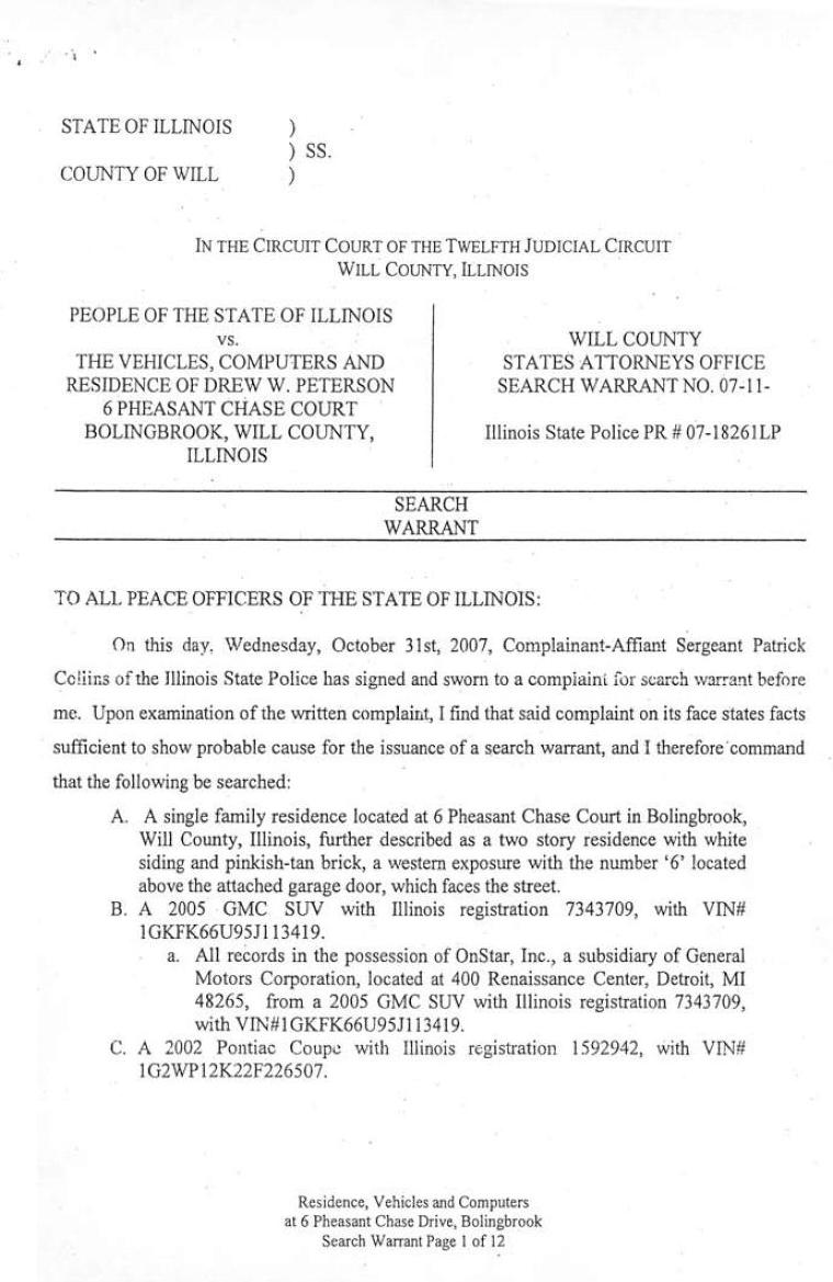 [10-31-2007 Search Warrant Page 1]