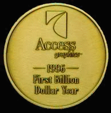 [Front of Access Graphic's medallion in lucite with Ramsey's signature on back]