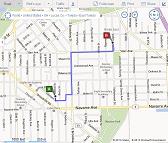 [Map showing (A) Angela's father's house, and (B) Steven King's house]