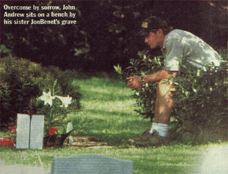 [John Andrew Ramsey visiting JonBenet's grave]