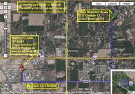 [Map showing distance between Paige's house and where car was found torched]